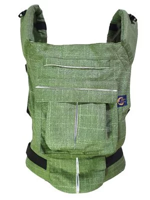 Yeşil Kırçıllı Üç Cepli Ergonomik Kanguru